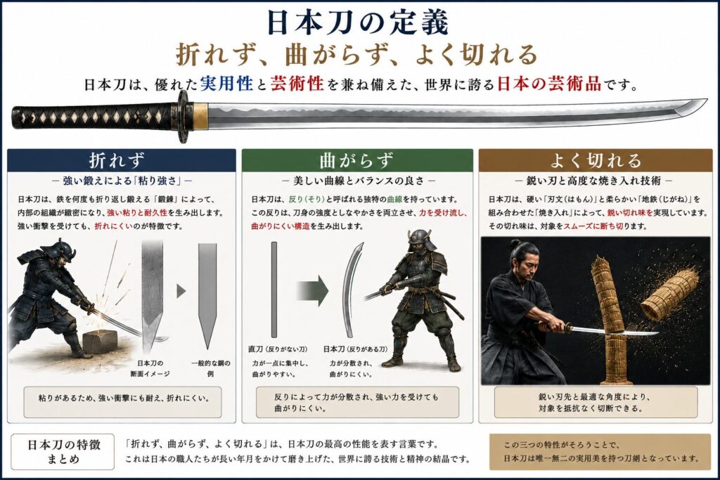 日本刀の定義を説明したイラスト