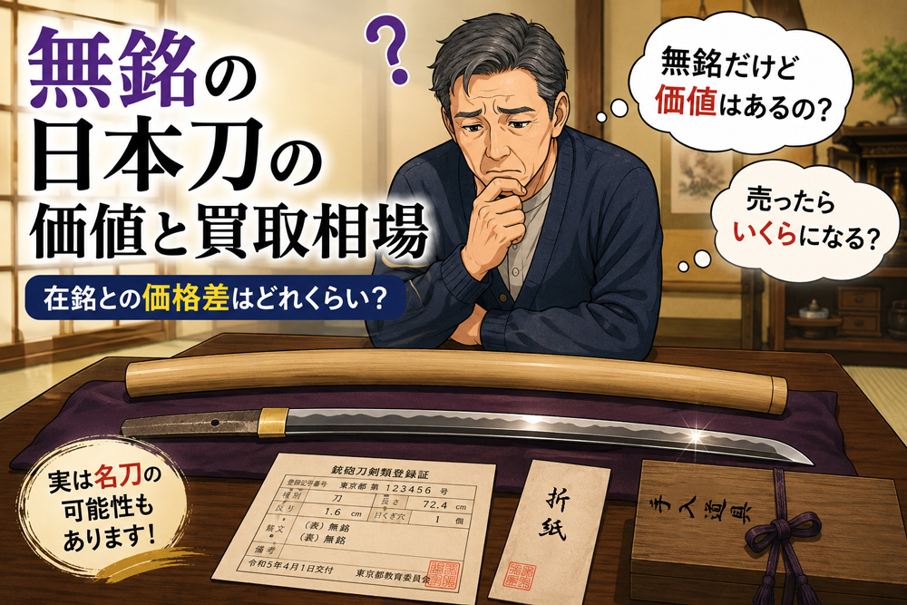 刀の売却に悩む男性の画像