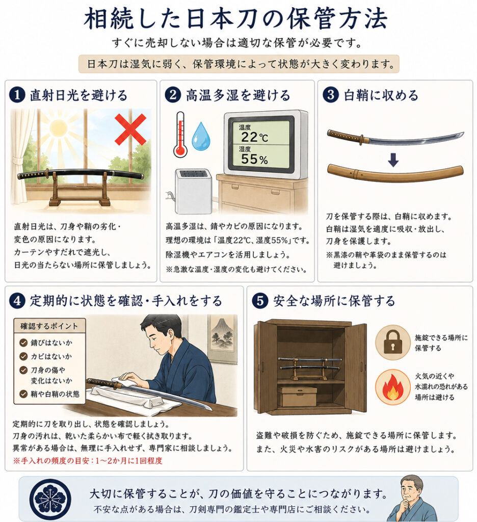 日本刀の保管方法をイラスト化