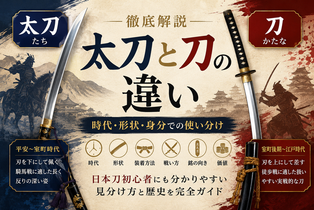 太刀と刀の違いをイラスト化