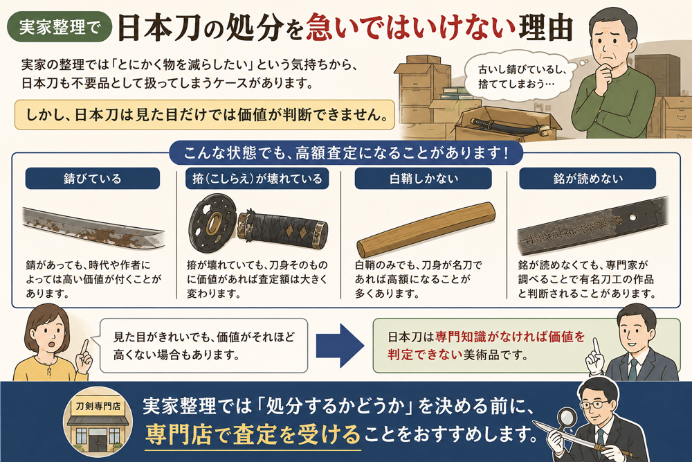 日本刀の処分を急いではいけない理由をイラスト化
