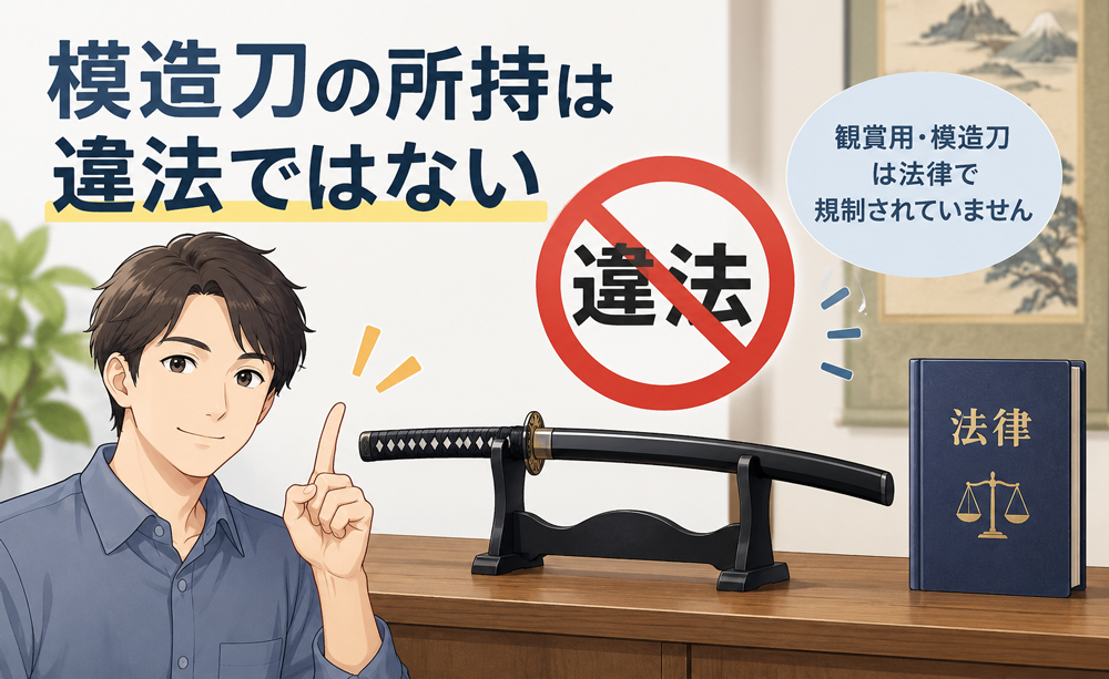 模造刀の所持は違法ではないことを示すイラスト