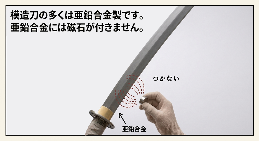 模造刀には磁石がつかない例