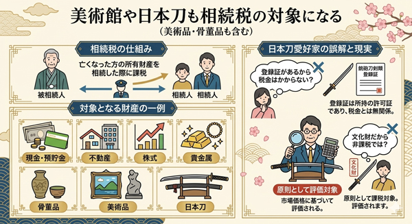 相続税対象品をイラスト化