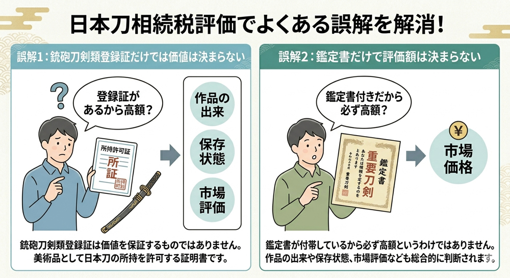 日本刀相続税評価でよくある誤解をイラスト化