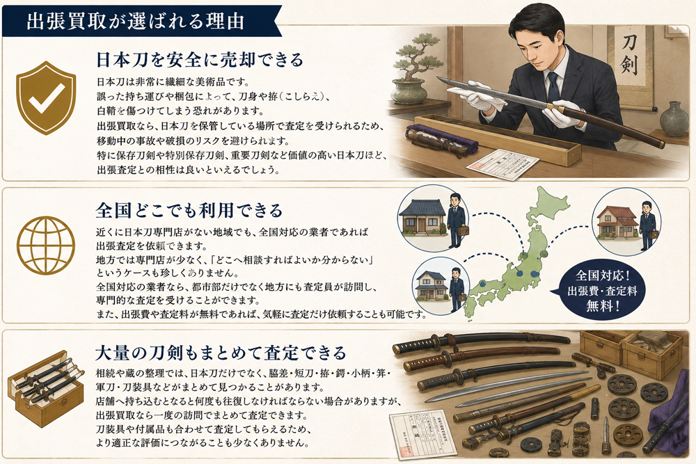 出張買取が選ばれる理由をイラスト化