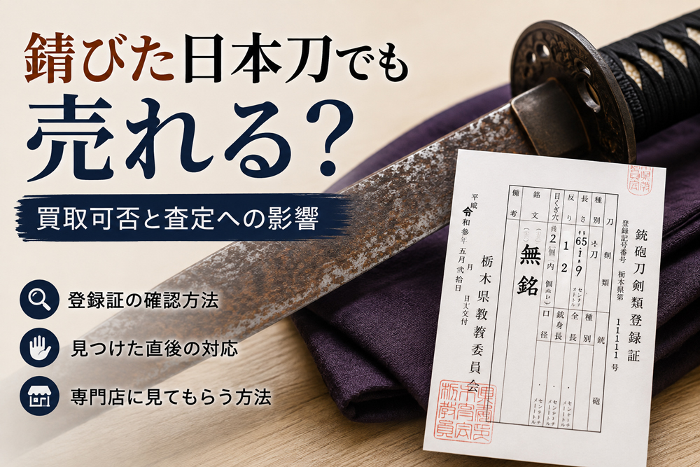 錆びた日本刀でも売れる際のポイントをイラスト化
