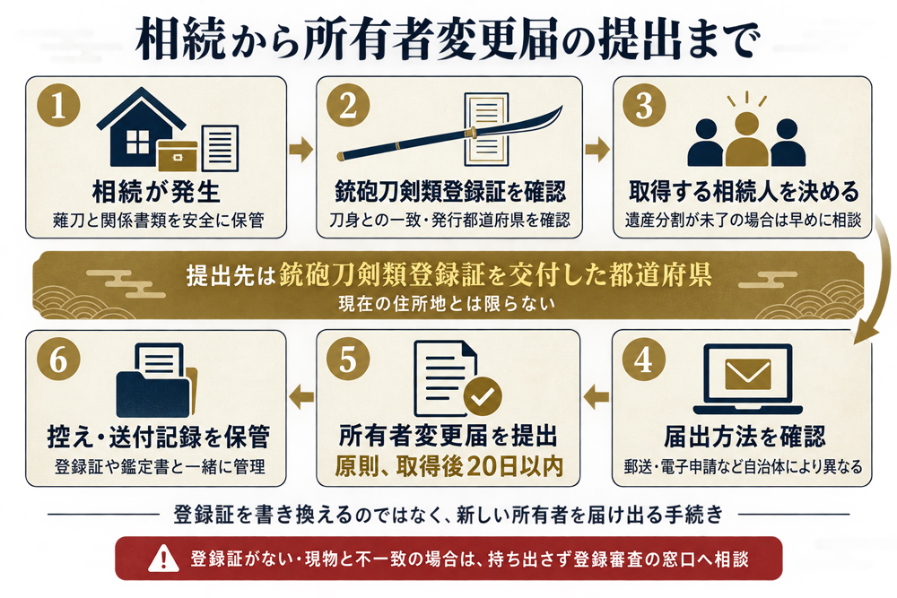 薙刀を相続してから所有者変更届を提出す るまでの流れ