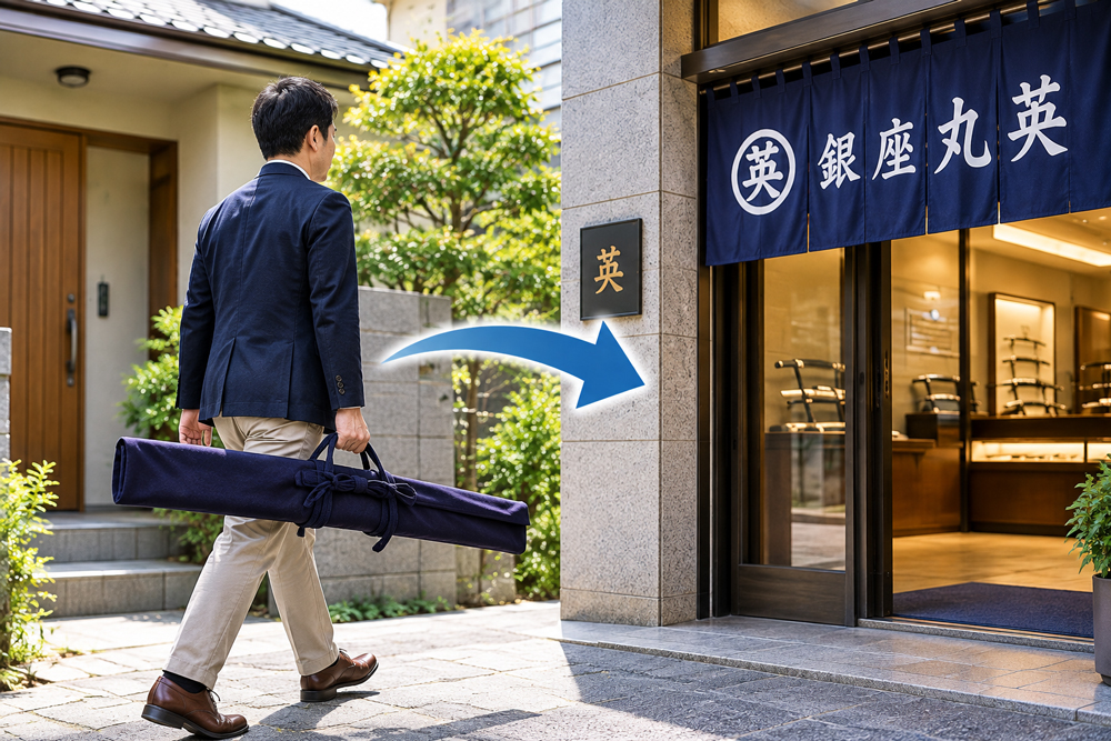 日本刀を正当な目的で安全に運搬するイメージ