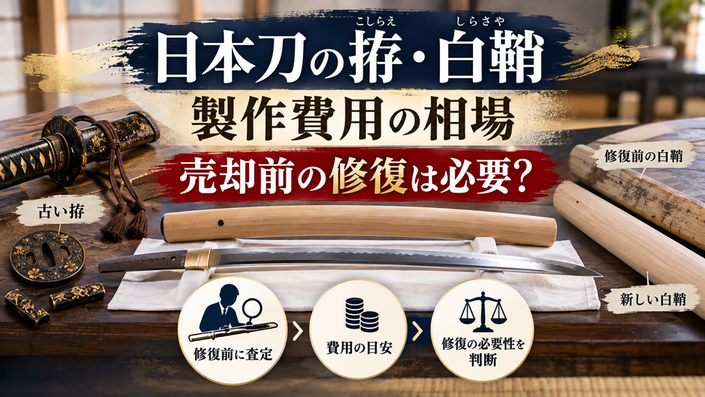 日本刀の拵と白鞘の製作費用と売却前の修復について解説するイメージ